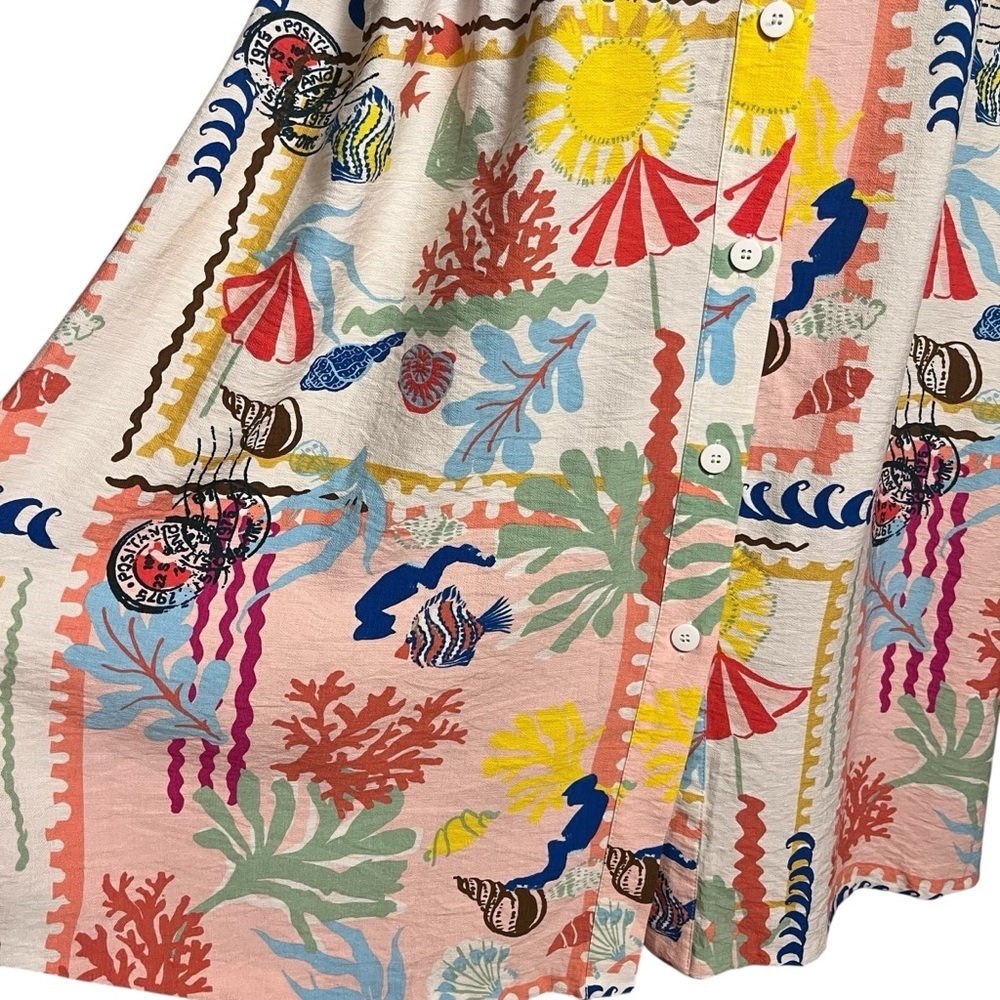 Zara New Woman High-Waist Midi Patchwork Print Cape Resort Skirt — Size Medium - Picture 8 of 13